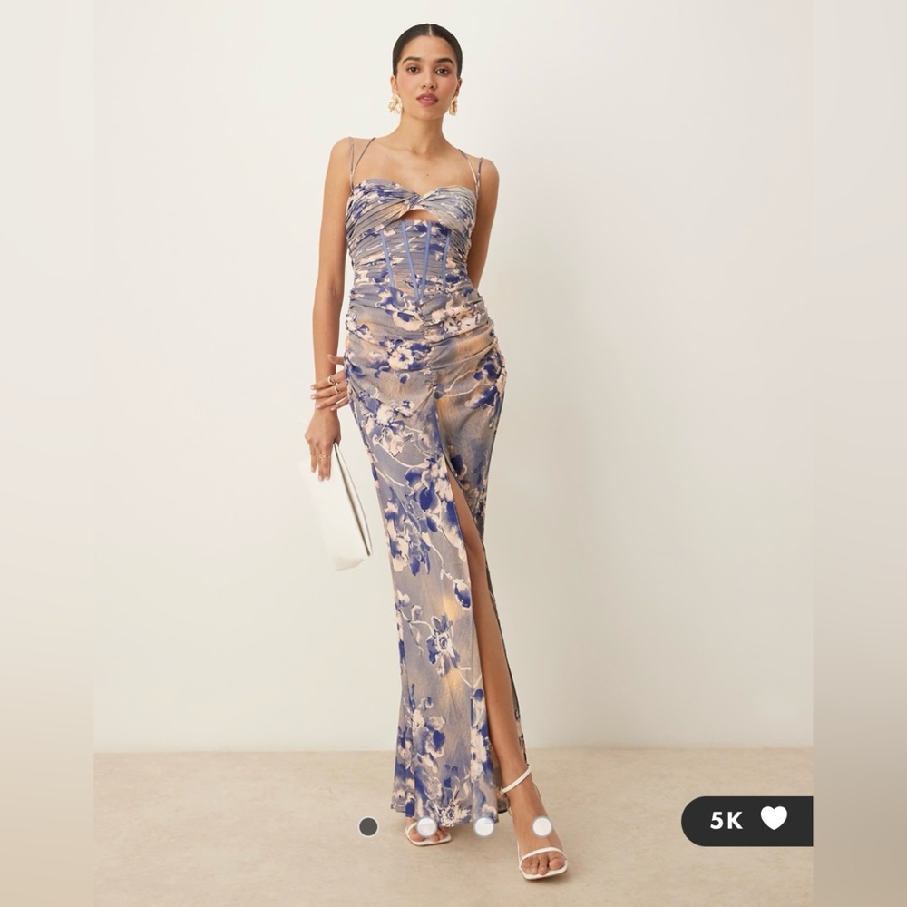ruched corset maxi dress